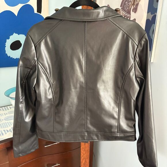 NWT Vigoss Vegan Leather Black Motorcycle Jacket w/ Silver Hardware size L - Picture 5 of 8